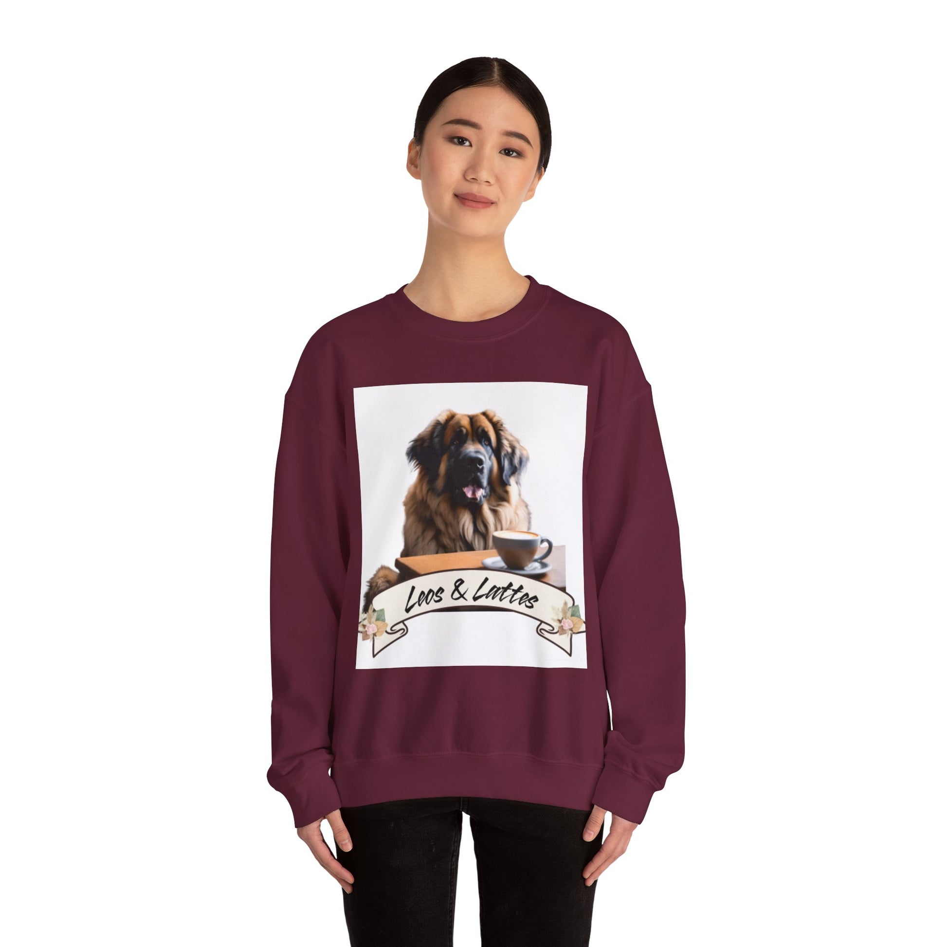 Leos & Lattes  Crewneck Sweatshirt - Perfect Gift for Leonberger Pet Owners