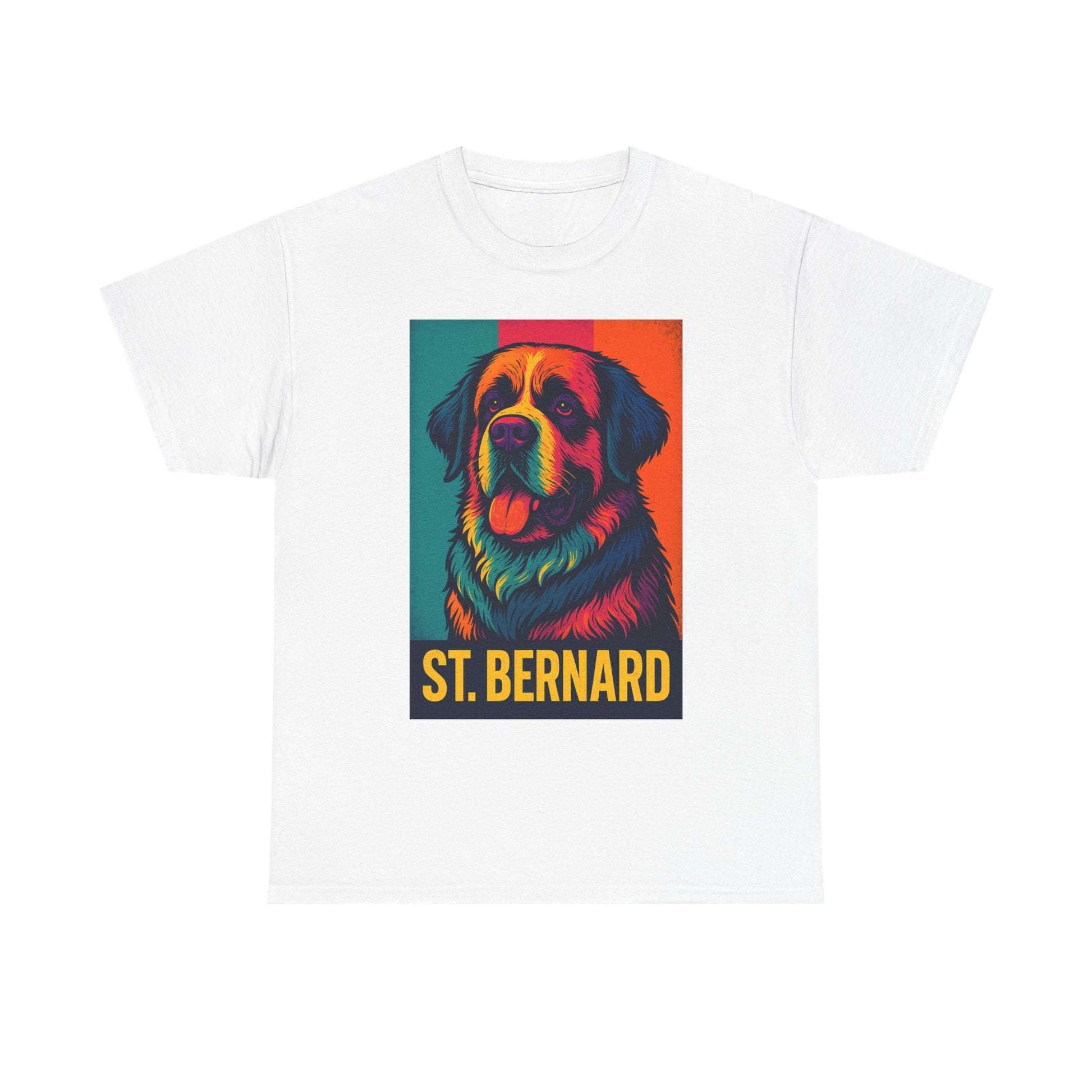 Colorful St. Bernard Unisex Tee, Dog Lover Shirt, Gift for Pet Owners, Casual Wear, Vintage Art T-Shirt, Animal Enthusiast Apparel
