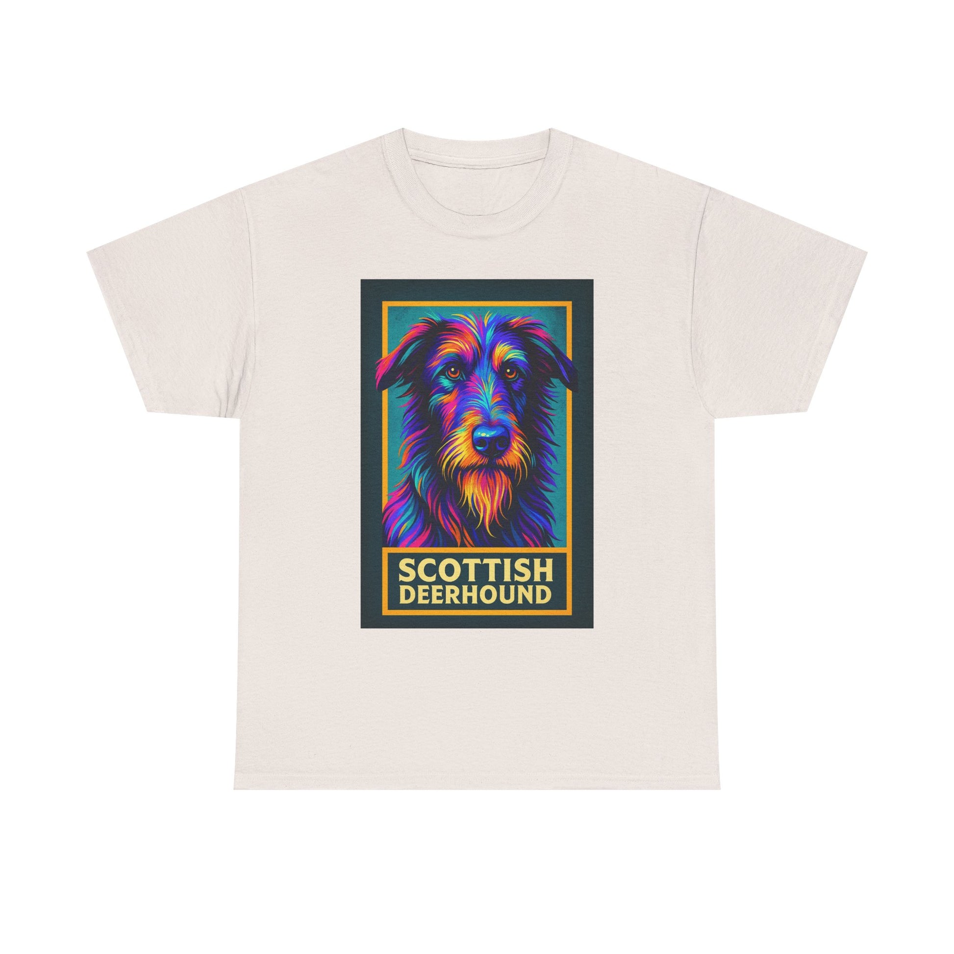 Colorful Scottish Deerhound Unisex Tee, Pet Lover Shirt, Dog Dad Gift, Animal Lover Apparel, Vibrant Cotton Tee for Holidays
