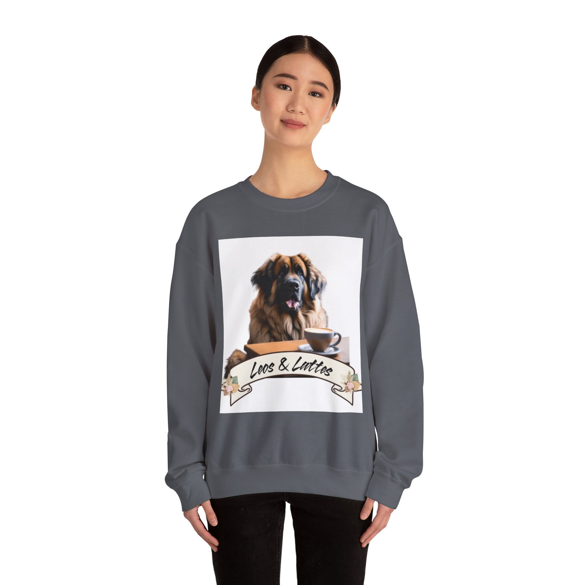 Leos & Lattes  Crewneck Sweatshirt - Perfect Gift for Leonberger Pet Owners