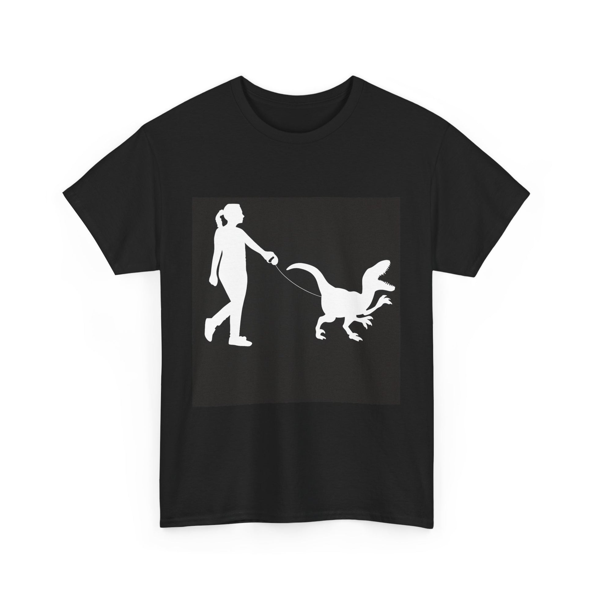 Dinosaur Walking Tee, Funny Pet Lover Shirt, Unique Gift for Dog Owners, Unisex Cotton Graphic Tee, Dinosaur Lover Apparel