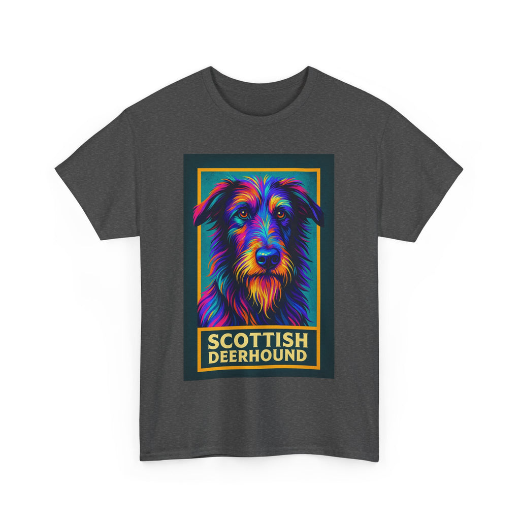 Colorful Scottish Deerhound Unisex Tee, Pet Lover Shirt, Dog Dad Gift, Animal Lover Apparel, Vibrant Cotton Tee for Holidays