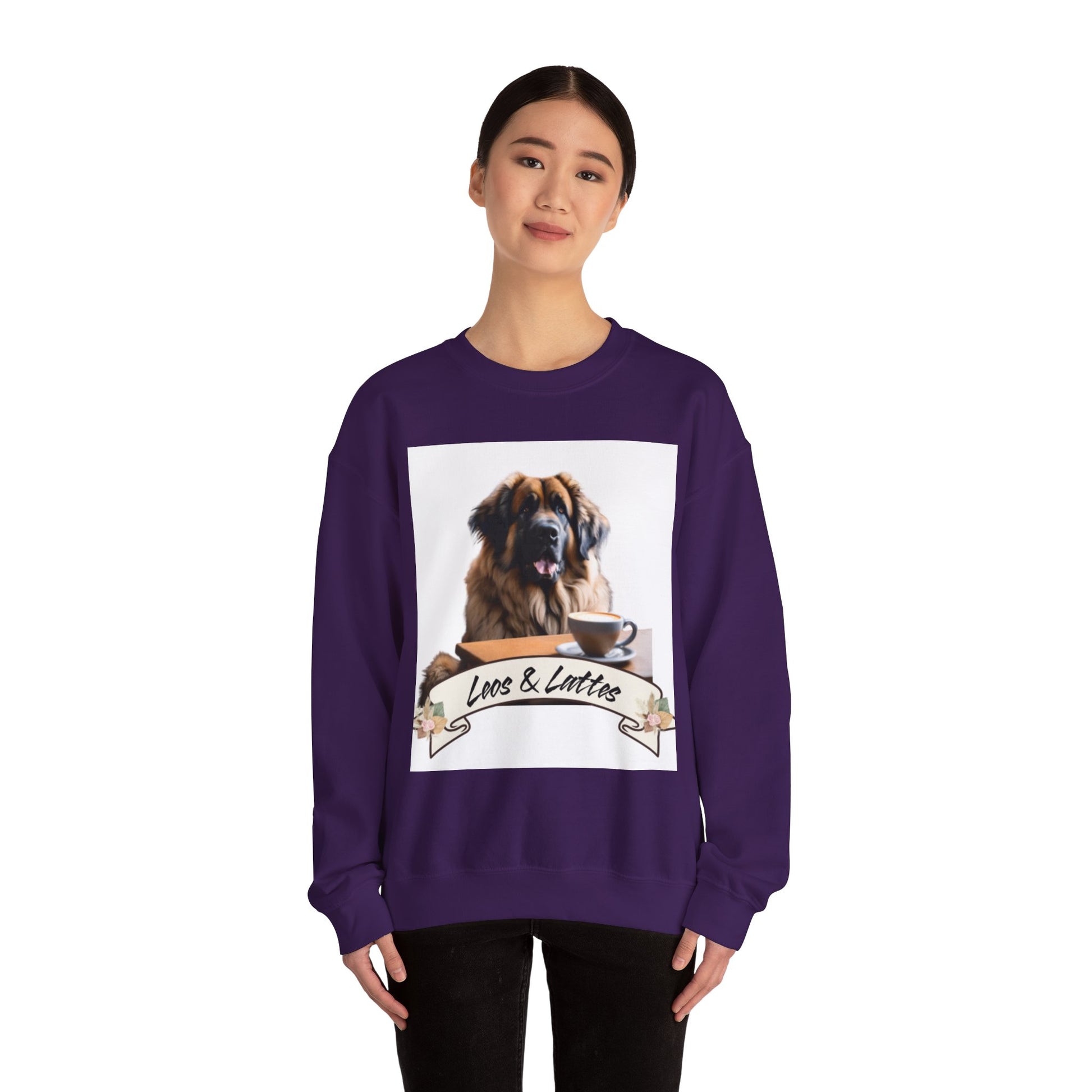 Leos & Lattes  Crewneck Sweatshirt - Perfect Gift for Leonberger Pet Owners