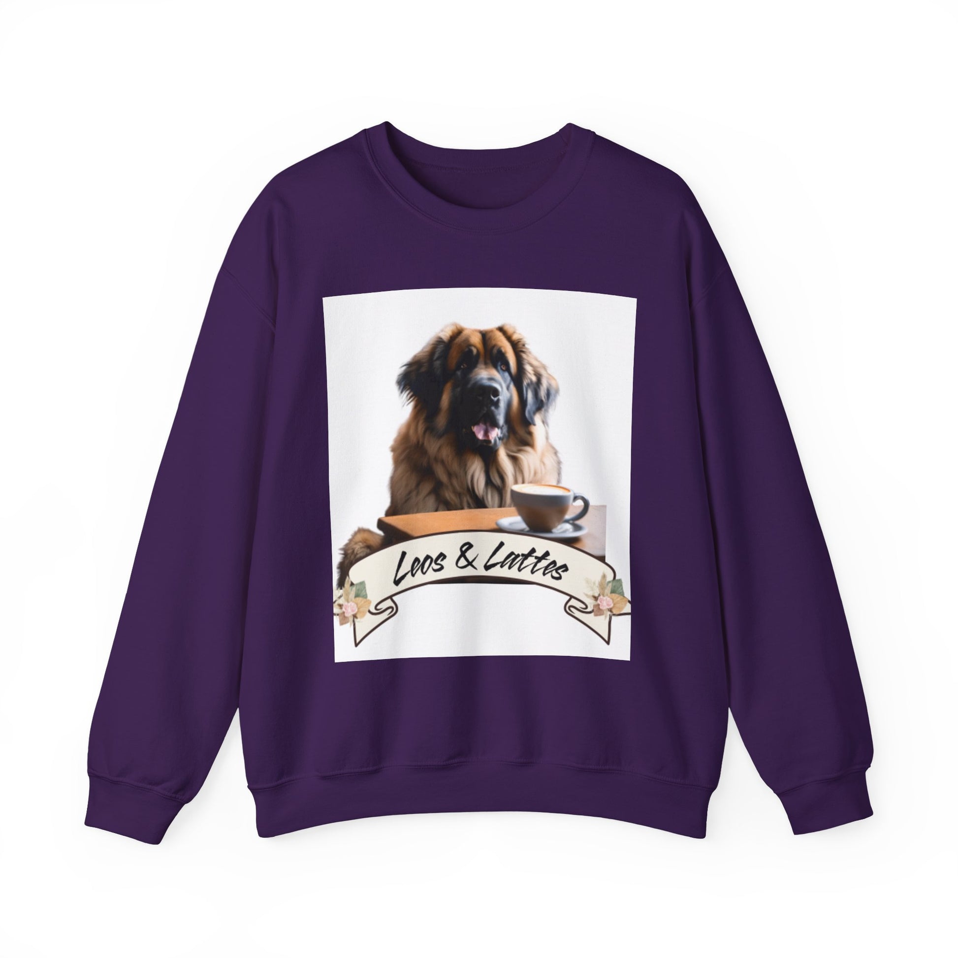 Leos & Lattes  Crewneck Sweatshirt - Perfect Gift for Leonberger Pet Owners
