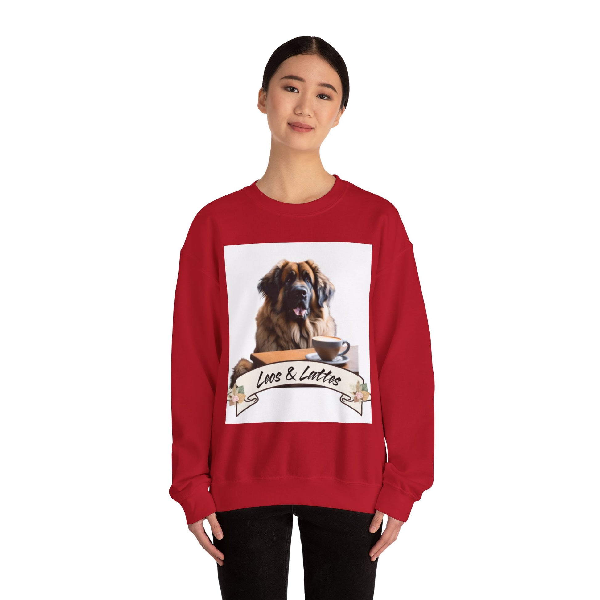 Leos & Lattes  Crewneck Sweatshirt - Perfect Gift for Leonberger Pet Owners