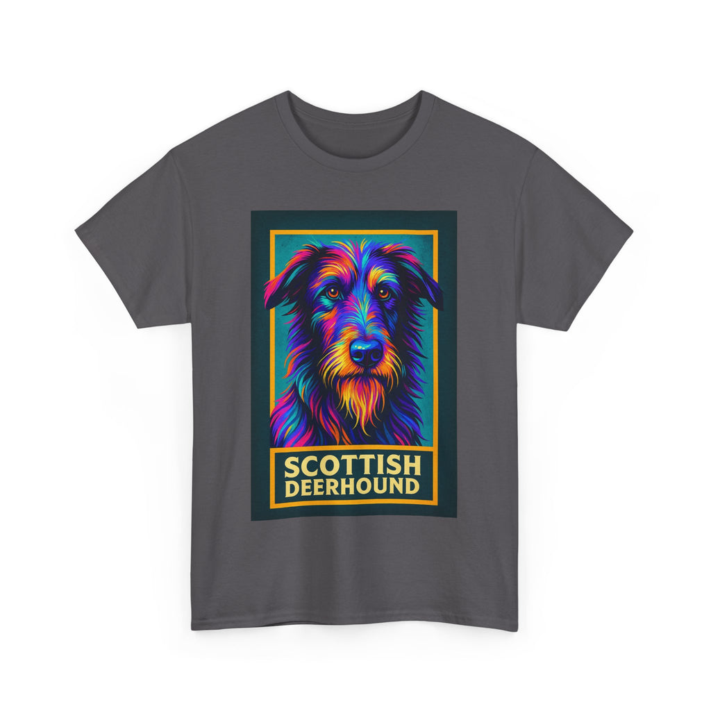 Colorful Scottish Deerhound Unisex Tee, Pet Lover Shirt, Dog Dad Gift, Animal Lover Apparel, Vibrant Cotton Tee for Holidays