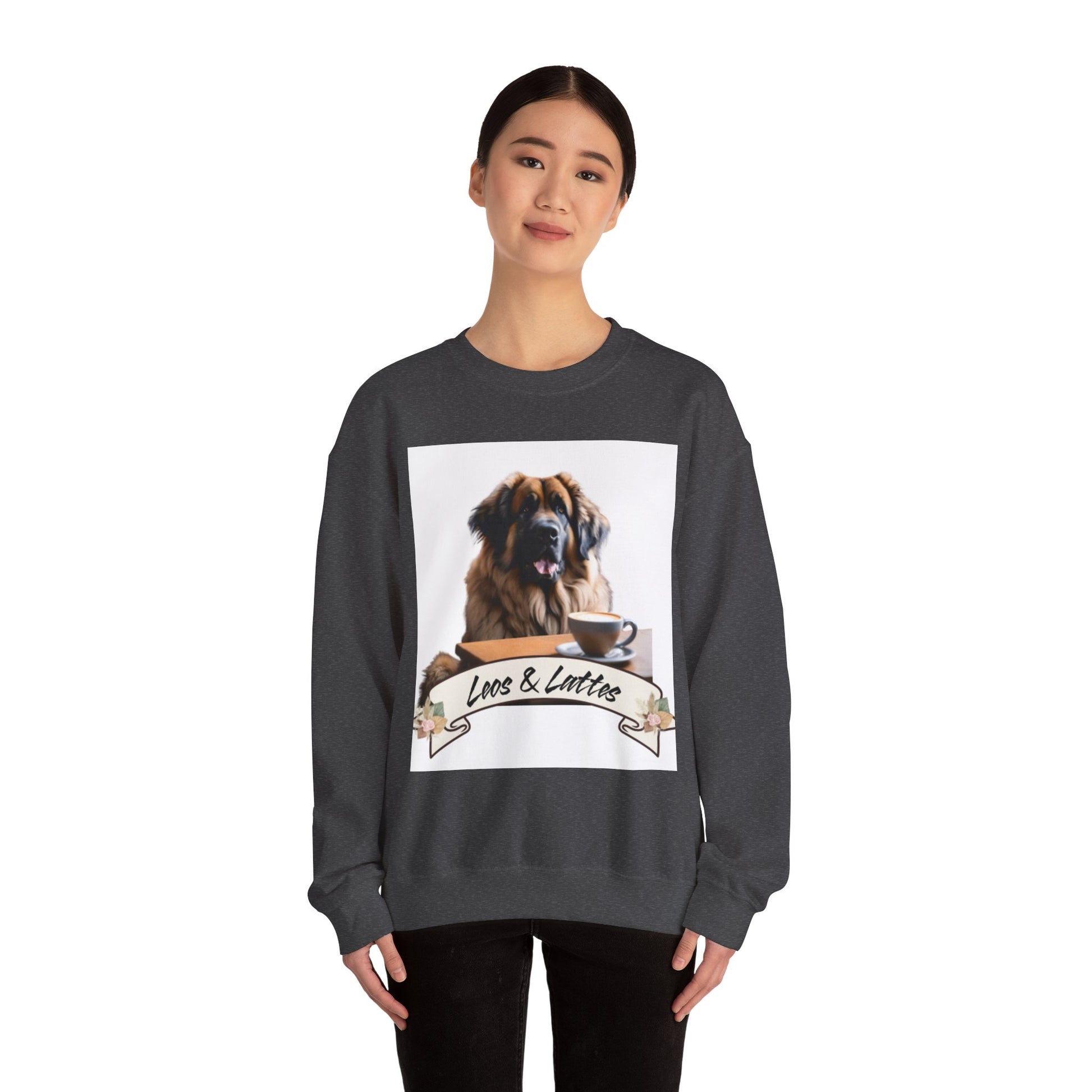 Leos & Lattes  Crewneck Sweatshirt - Perfect Gift for Leonberger Pet Owners