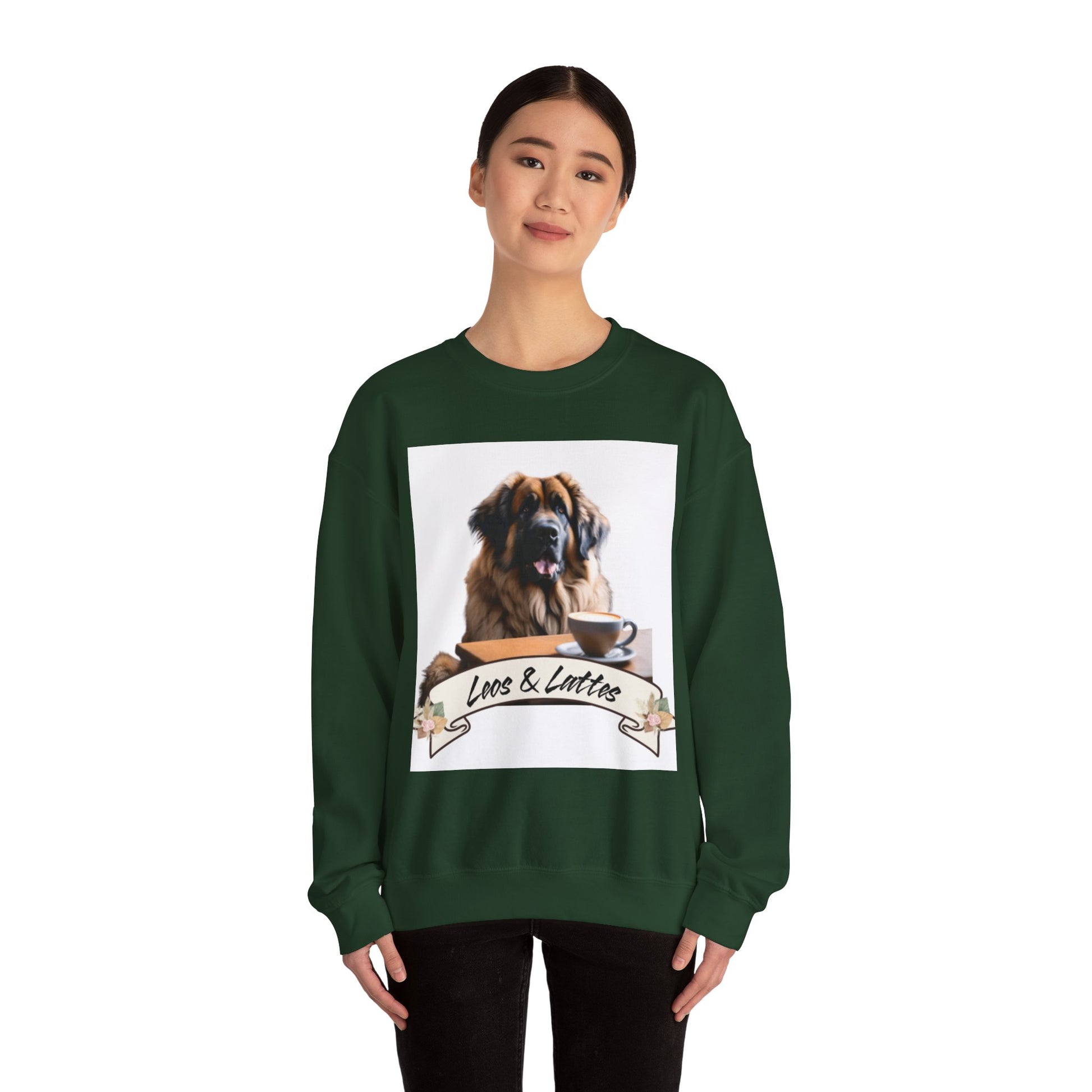 Leos & Lattes  Crewneck Sweatshirt - Perfect Gift for Leonberger Pet Owners