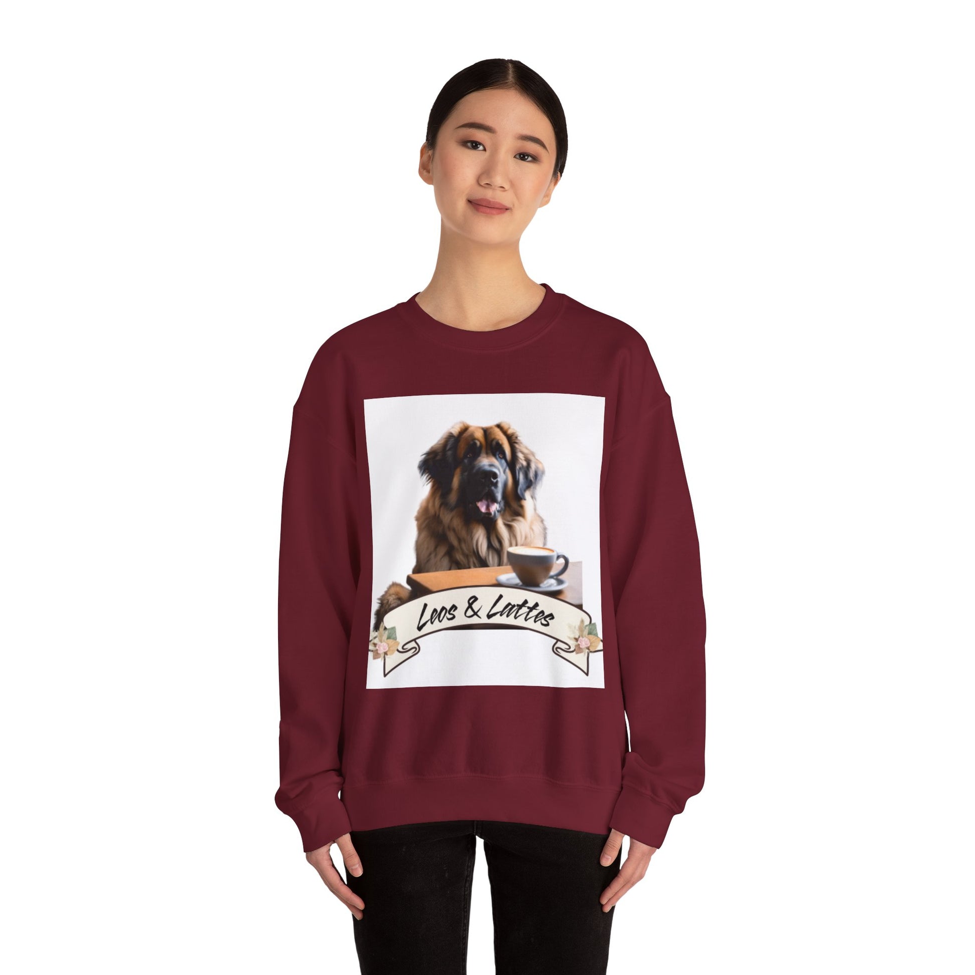 Leos & Lattes  Crewneck Sweatshirt - Perfect Gift for Leonberger Pet Owners
