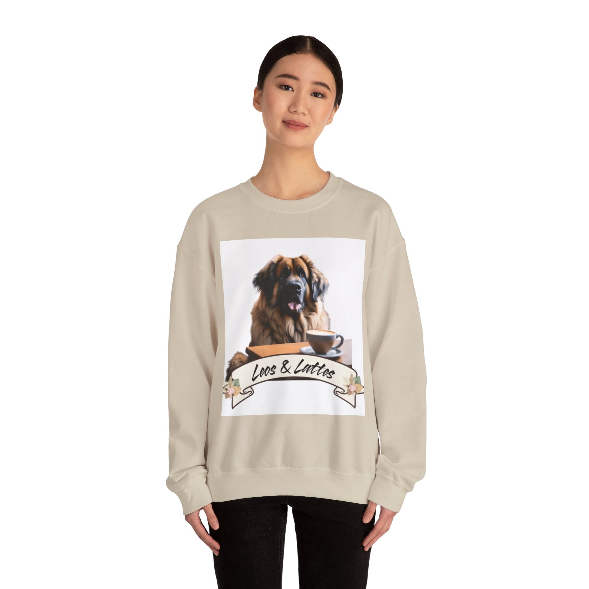 Leos & Lattes  Crewneck Sweatshirt - Perfect Gift for Leonberger Pet Owners