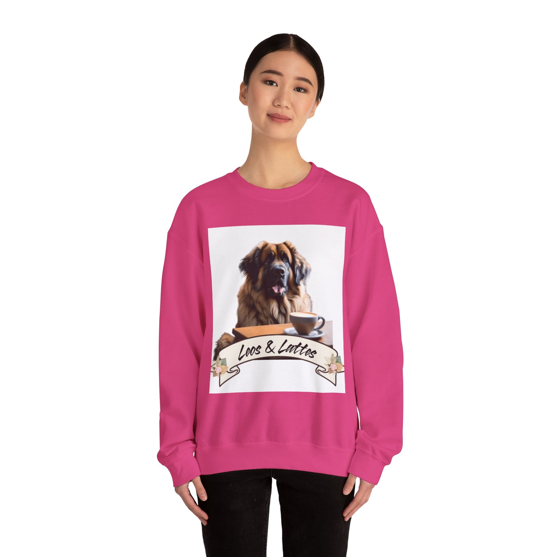 Leos & Lattes  Crewneck Sweatshirt - Perfect Gift for Leonberger Pet Owners