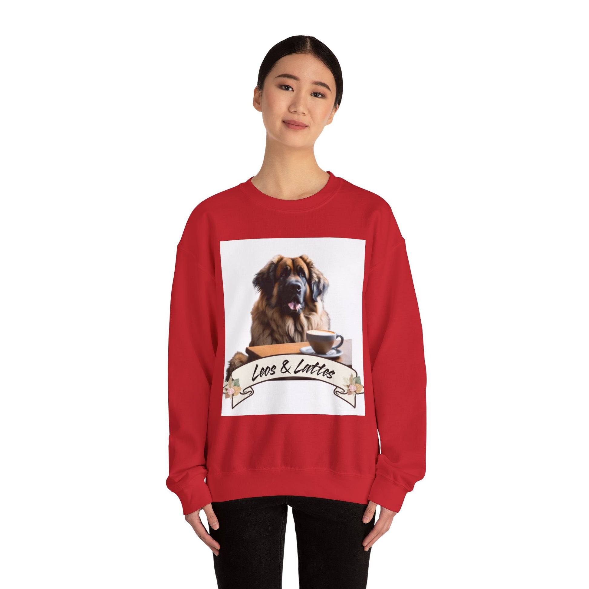Leos & Lattes  Crewneck Sweatshirt - Perfect Gift for Leonberger Pet Owners