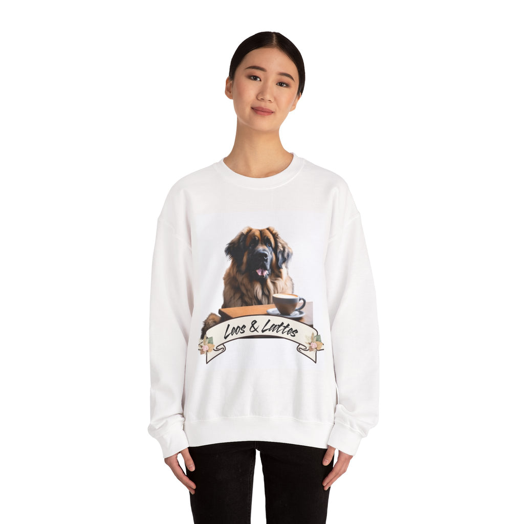 Leos & Lattes  Crewneck Sweatshirt - Perfect Gift for Leonberger Pet Owners
