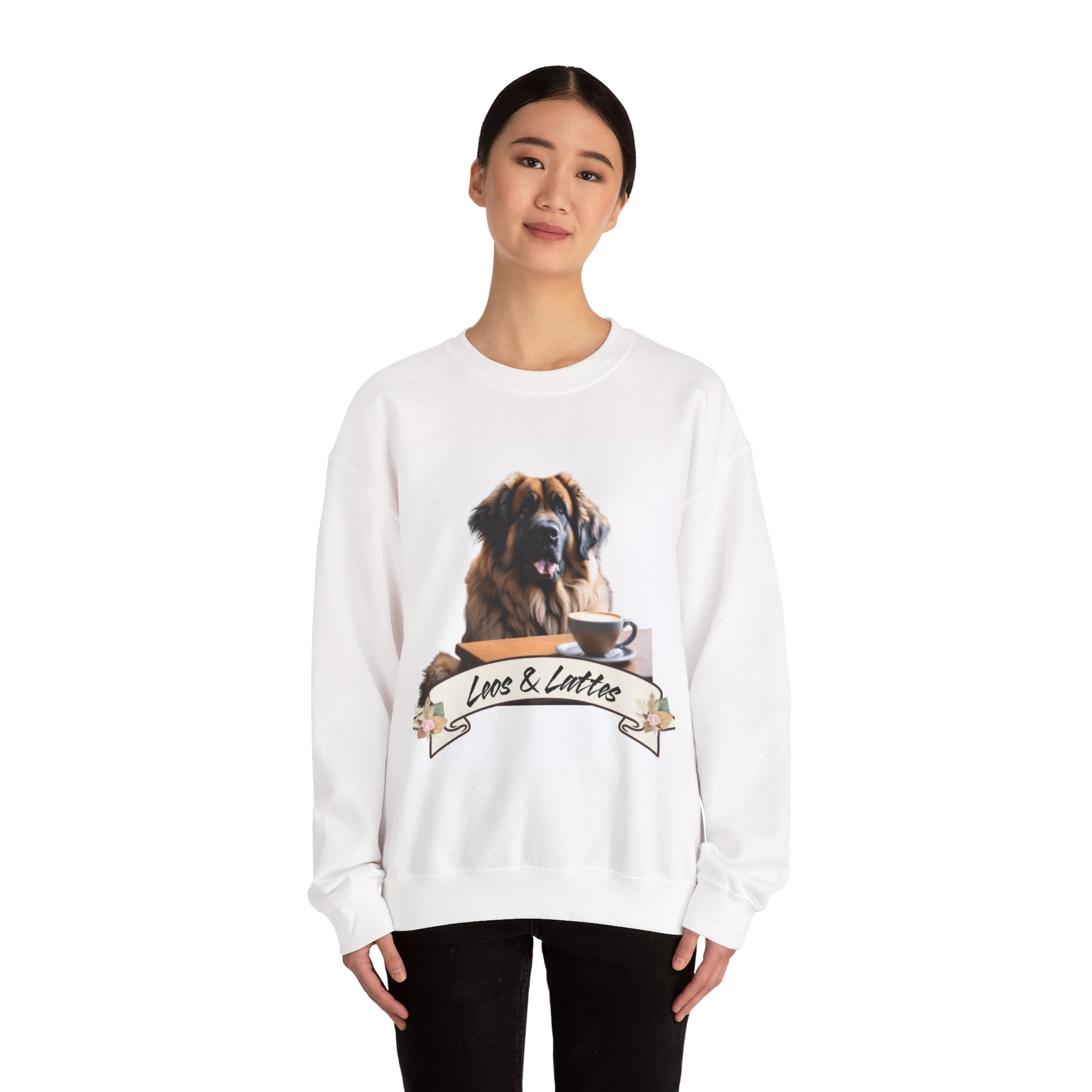 Leos & Lattes  Crewneck Sweatshirt - Perfect Gift for Leonberger Pet Owners
