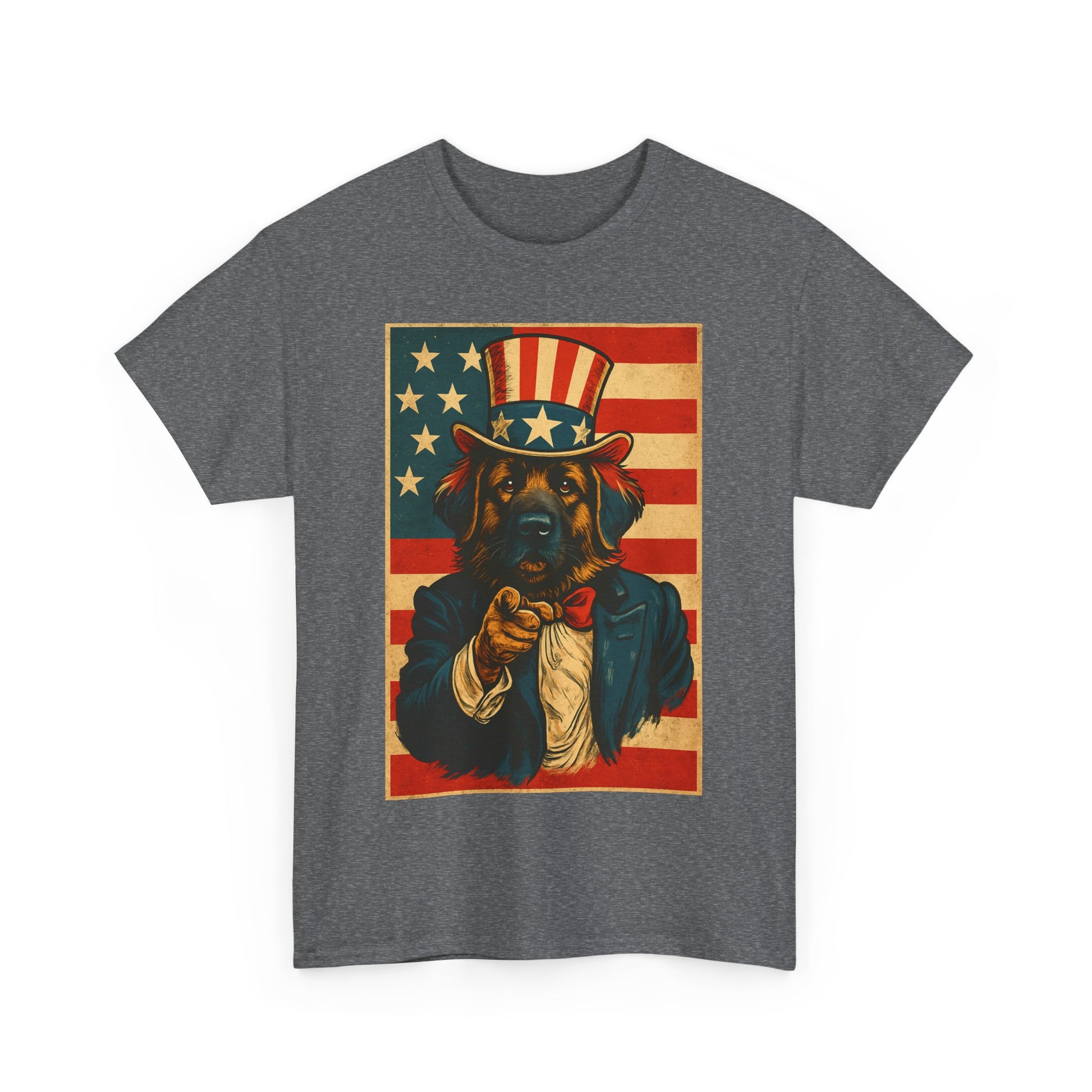 Patriotic Dog Tee - Vintage American Flag, Unisex Heavy Cotton T-Shirt, 4th of July Shirt, Dog Lover Gift, Casual Wear