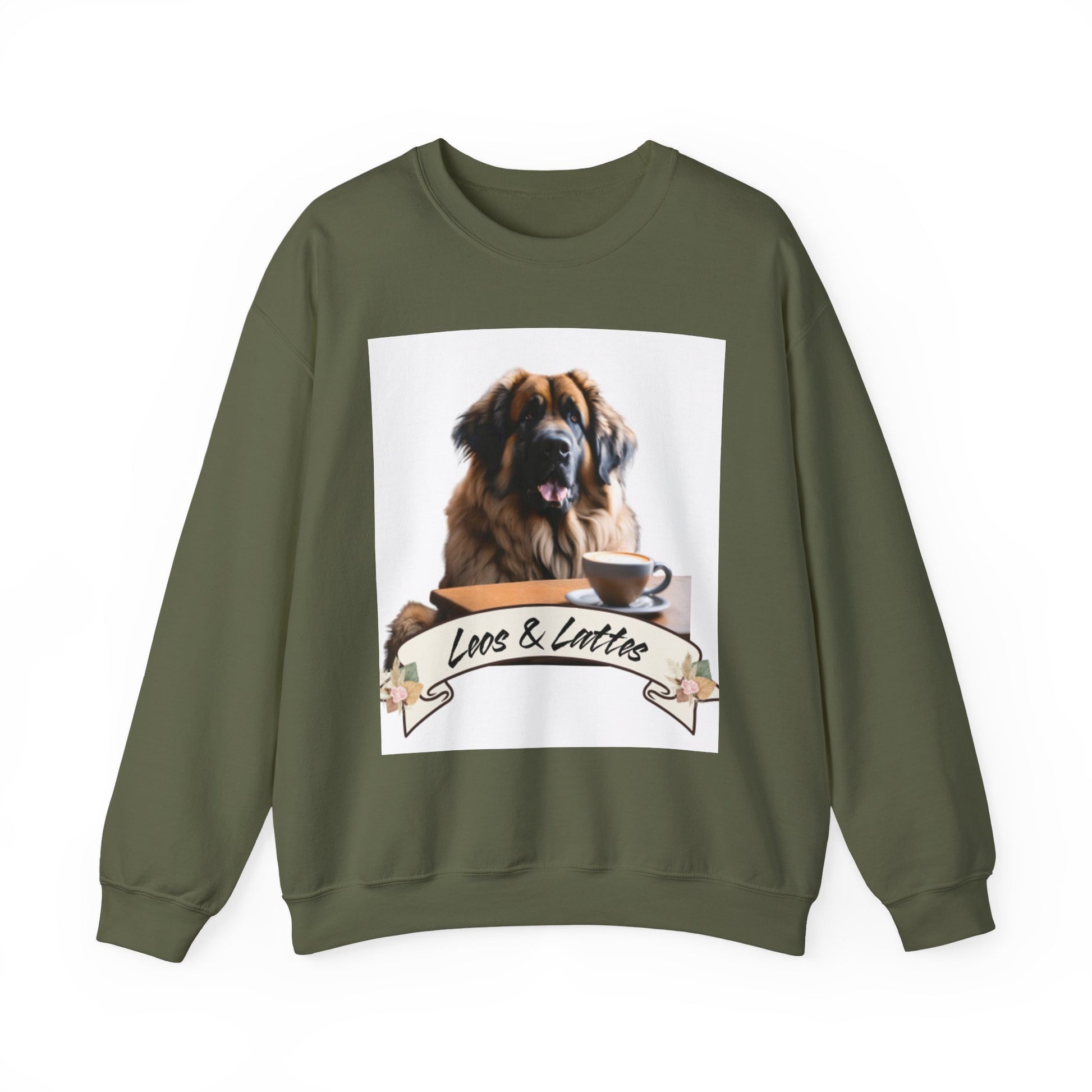 Leos & Lattes  Crewneck Sweatshirt - Perfect Gift for Leonberger Pet Owners