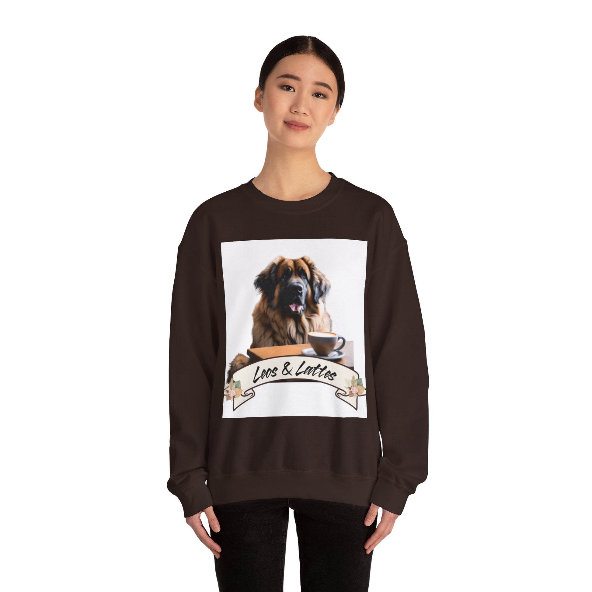Leos & Lattes  Crewneck Sweatshirt - Perfect Gift for Leonberger Pet Owners