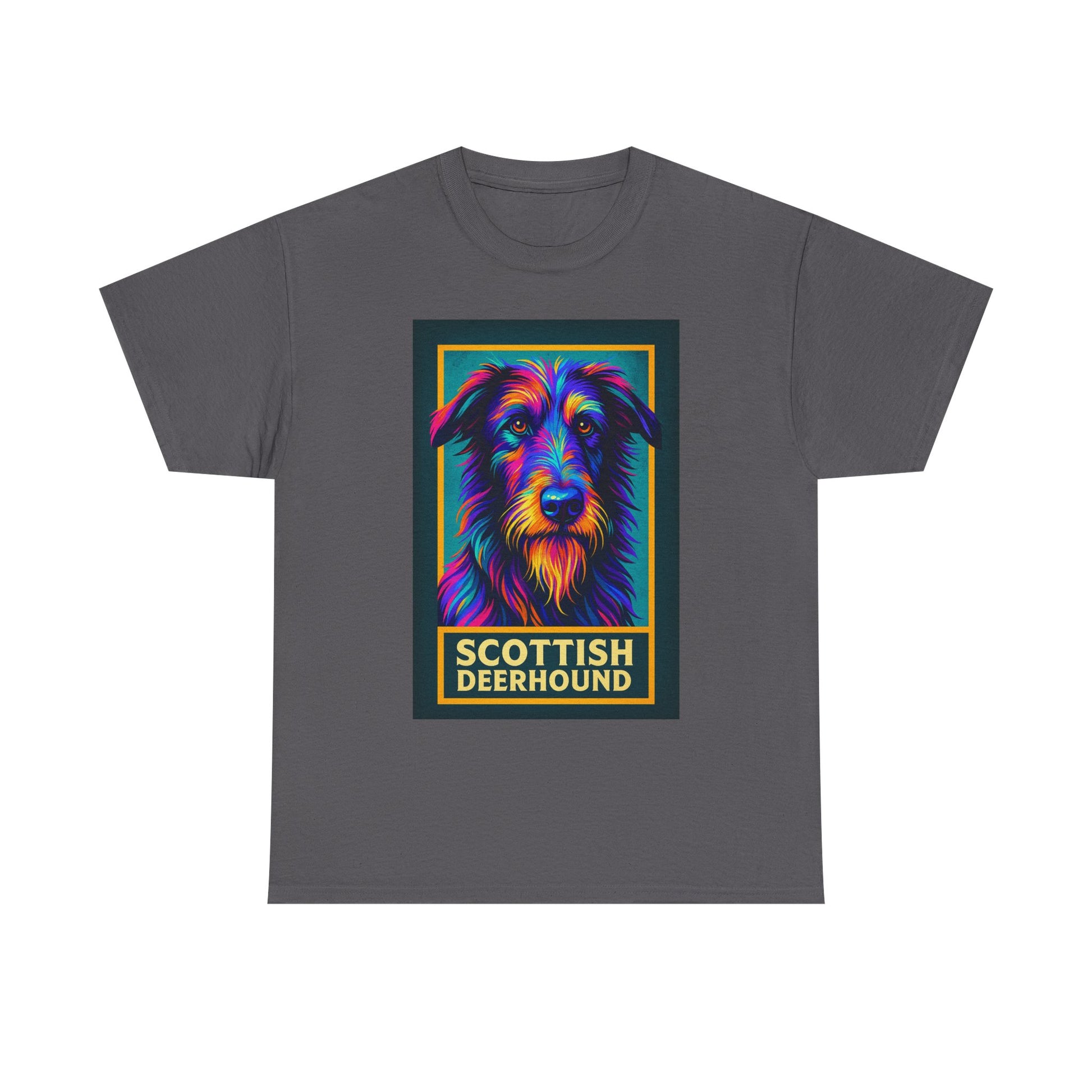 Colorful Scottish Deerhound Unisex Tee, Pet Lover Shirt, Dog Dad Gift, Animal Lover Apparel, Vibrant Cotton Tee for Holidays