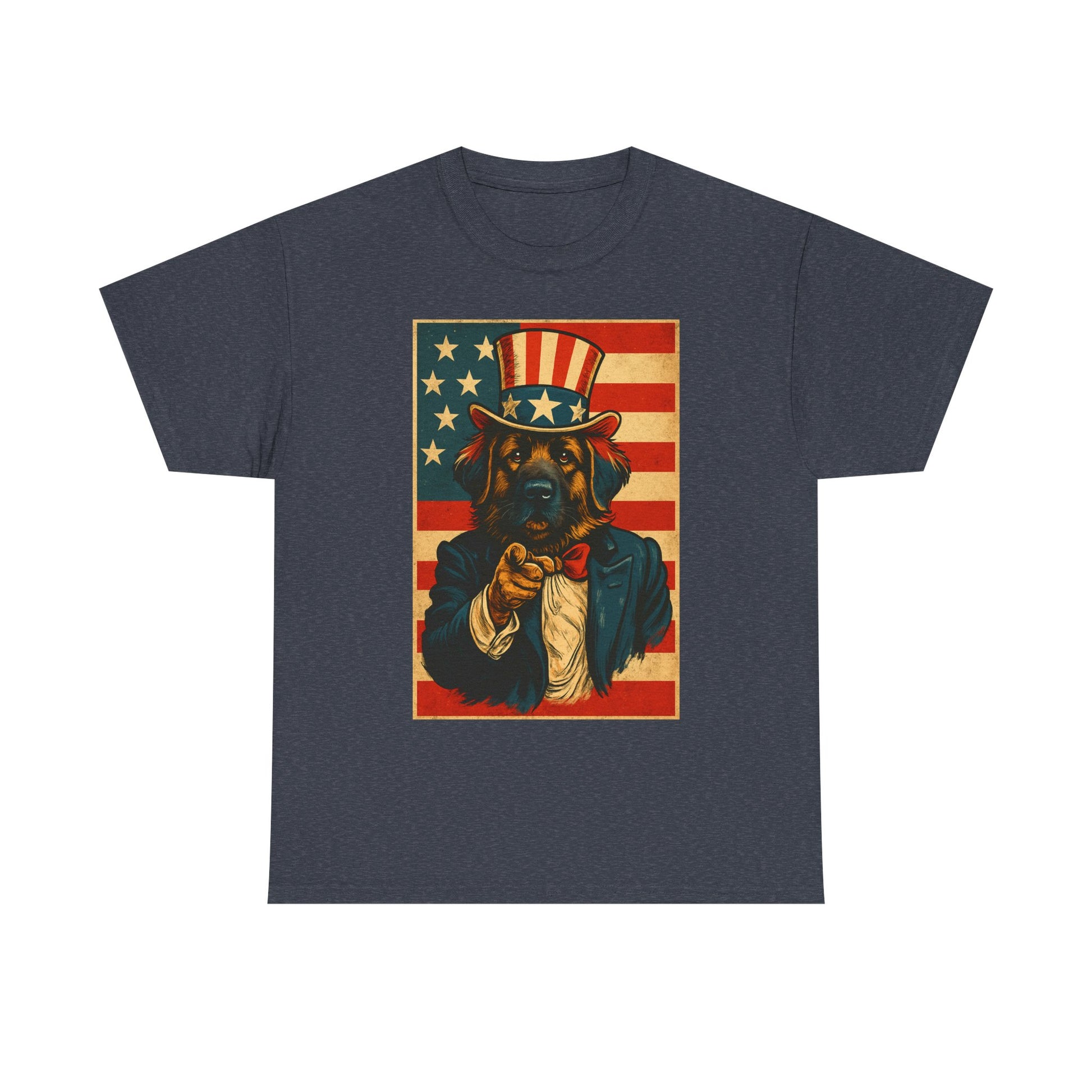 Patriotic Dog Tee - Vintage American Flag, Unisex Heavy Cotton T-Shirt, 4th of July Shirt, Dog Lover Gift, Casual Wear
